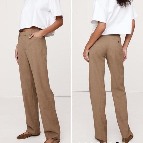 Banana Republic Wool Blend Straight Leg Tan Pants Size 10L NWOT